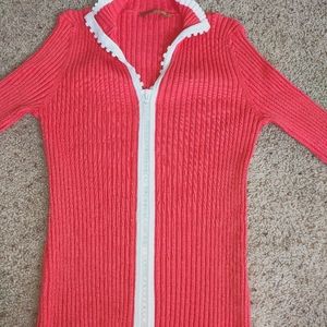 Pink sleeve zip up shirt